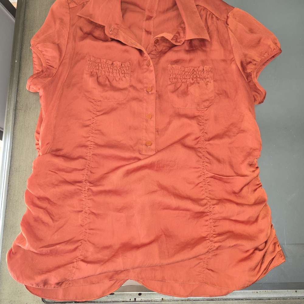Micheal Kors Women's Burnt Orange Button-Up Top